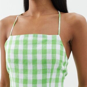 MARA HOFFMAN
Carrie Square-Neck Gingham Hemp Top
